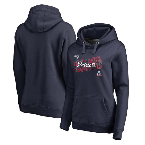 New England Patriots Pro Line by Fanatics Branded Women's Super Bowl LI Champions Pitch Pullover Hoodie - Navy